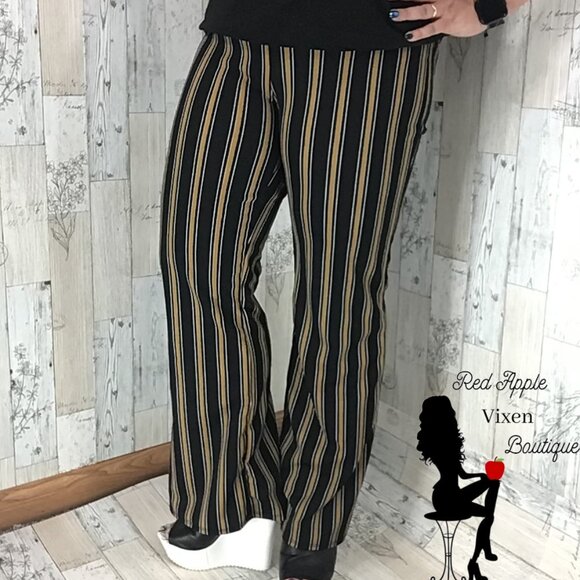 Black and Gold Striped Pants Sizes Small - Picture 2 of 2